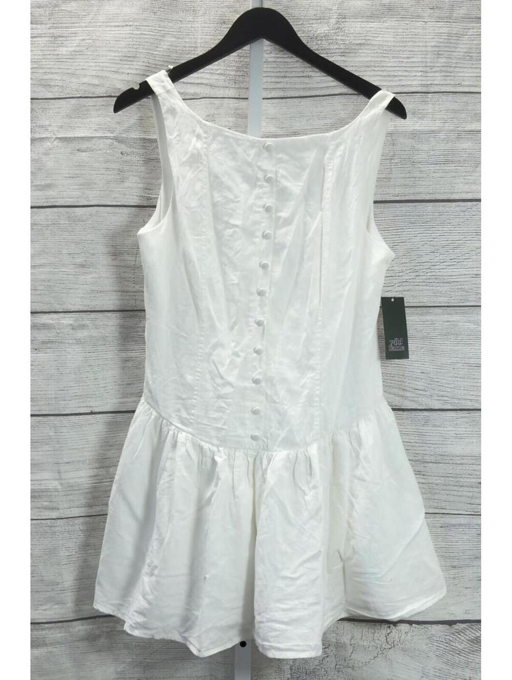 Wild Fable White Button Down Drop Waist Mini Dress Women Size Medium